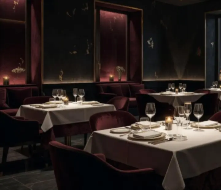 Prémium budapesti étterem sötét luxus enteriőrrel